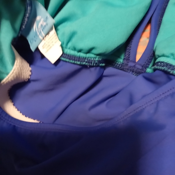 Ocean Avenue Swimwear Tankini Cutout Halter Top One Piece Bathing Suit Blue - Picture 10 of 14